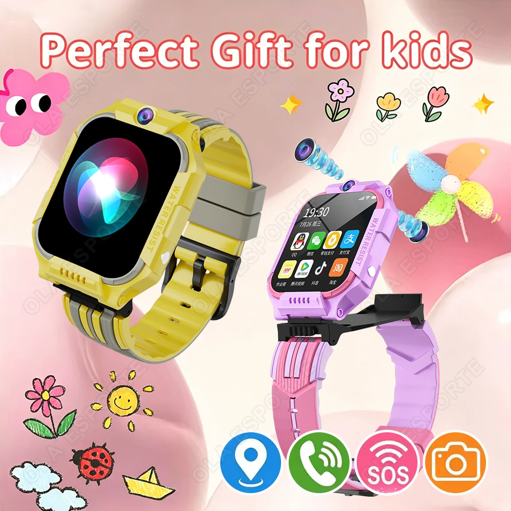 

2026 New Kids Smart Watch 5G GPS Location Video Call SOS with Sim Card Camera Waterproof Upgrade Watch for Boys And Girls HW12