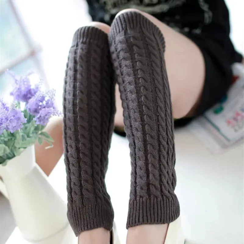 Woman Thigh High Warm Black Christmas Gifts Knit Knitted Knee Socks Winter Leg Warmers for Women Fashion Gaiters Boot Cuffs
