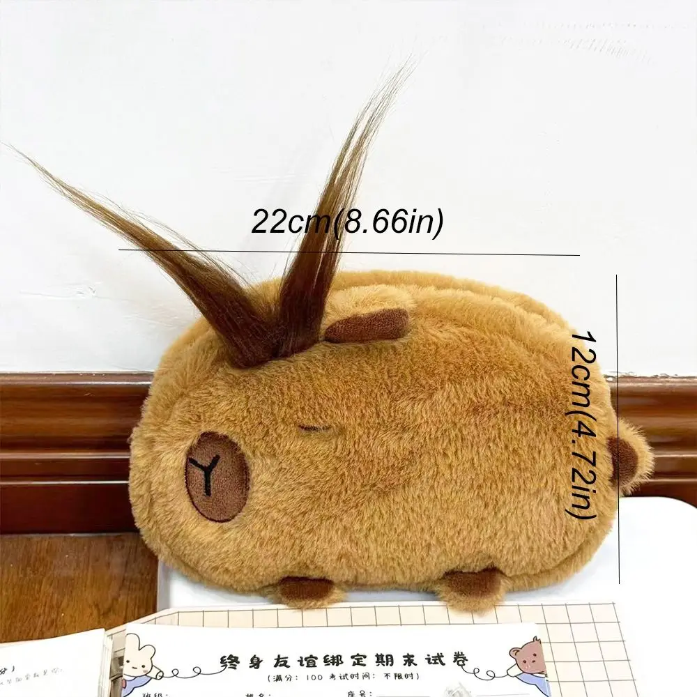 Cute Pen Holder Capybara Stationery Bag Novelty Storage Bag Capybara Pencil Bag Zipper Afro Hair Plush Pen Case Office