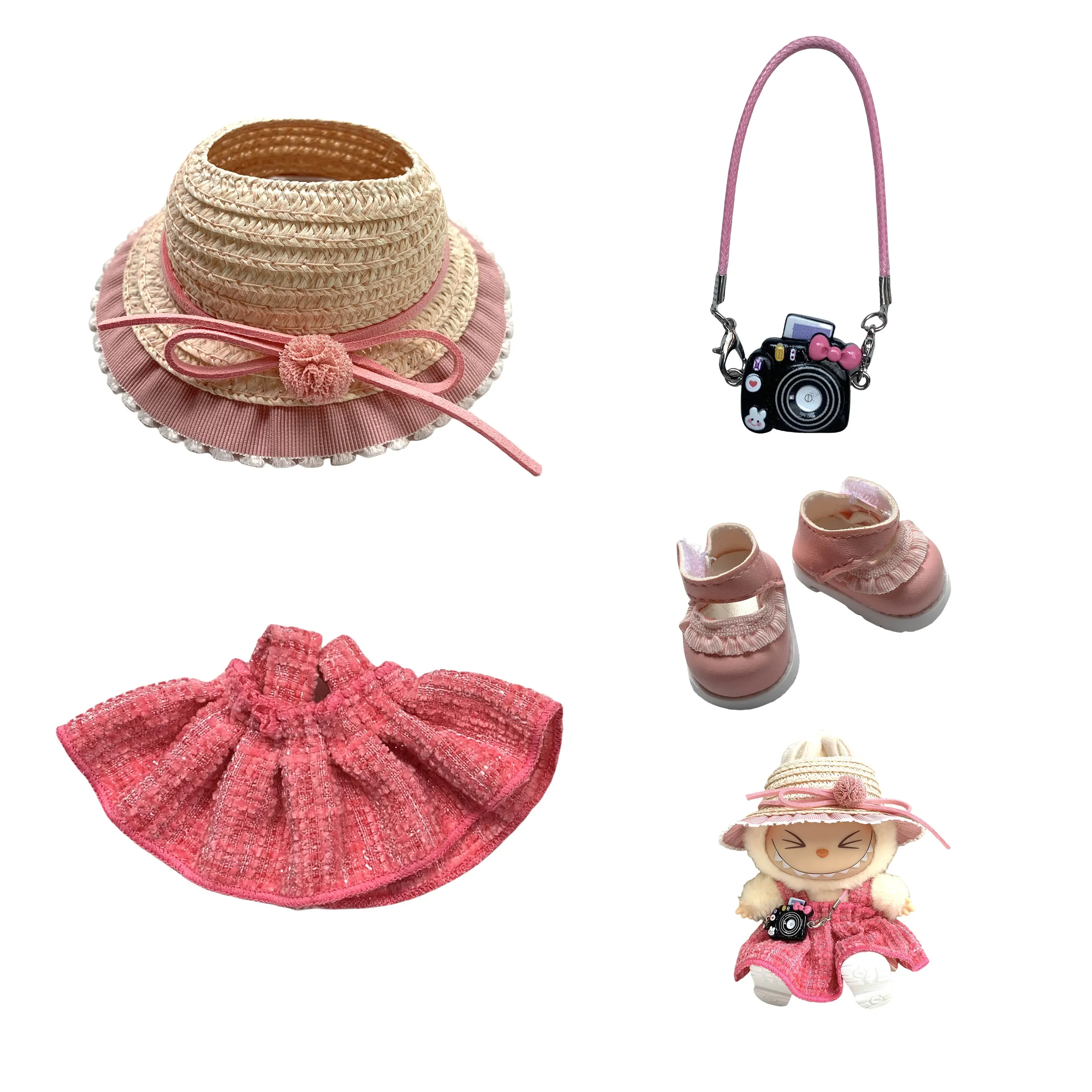 

15-17cm Mini Plush Doll'S Clothes Outfit Accessories For Korea Kpop Exo Labubu V1 V2 Idol strap skirt Clothing Gift