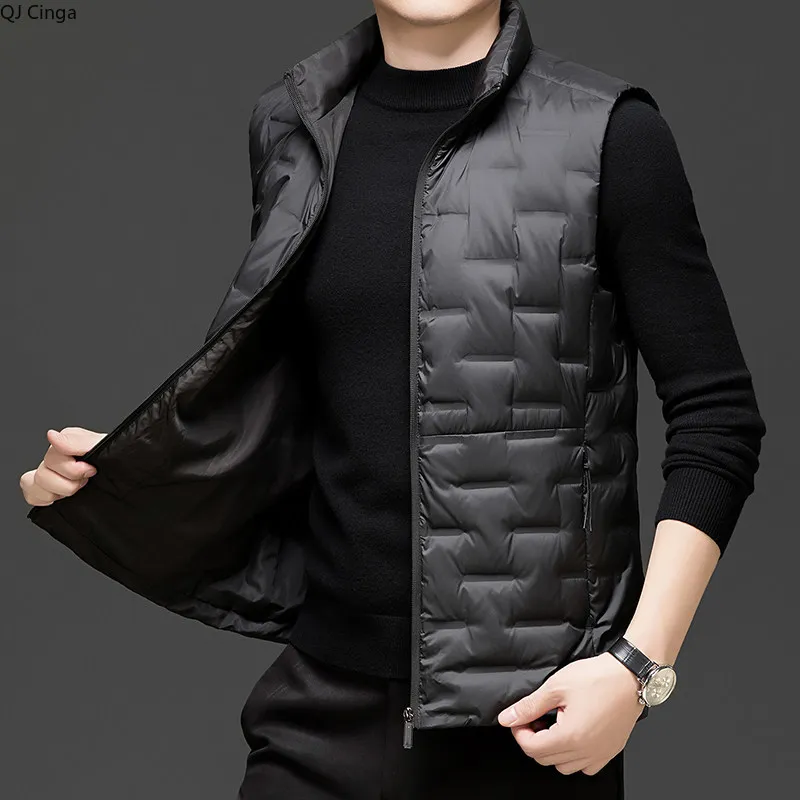 

Winter New Arrival Men's Black Stand-Up Collar Sleeveless Down Vest Jacket, Business Casual Coat, Asian Sizes M-4XL. New2026