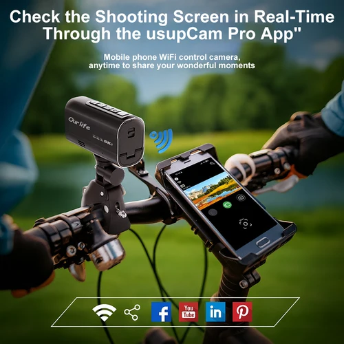 Imagen 2 del producto Ourlife-cámara de acción 5K, cámara deportiva impermeable de 30M, Mini cámara para casco de motocicleta y bicicleta al aire libre, grabadora de vídeo para coche EIS DV