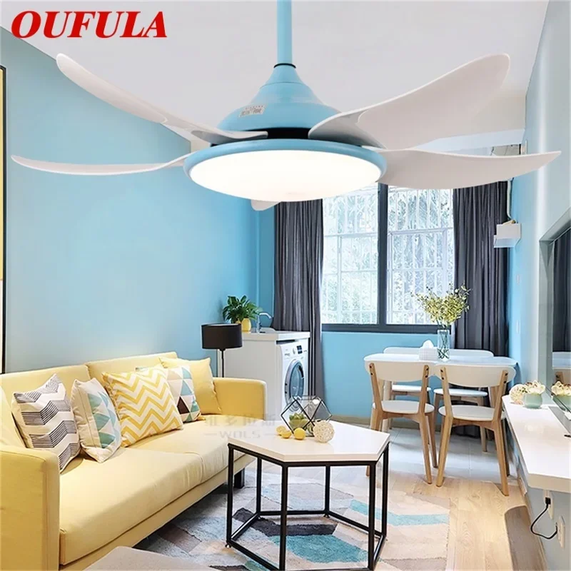 OUFULA LED Ceiling Lamp With Fan 3 Colors With Remote Control Modern Fan Lighting for Rooms Dining Room Bedroom Living Room