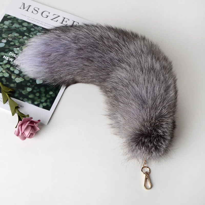 Cute Animal Tail Keychain Personalized Fox Fur Pendant Key Chain Bags Charm Keys Holder Keyring Gift for Women Girl