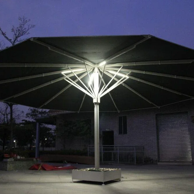 

High Quality Round Shape Diameter 6m Semi Automatic Patio Umbrella Big parasol umbrella big umbrella supplier