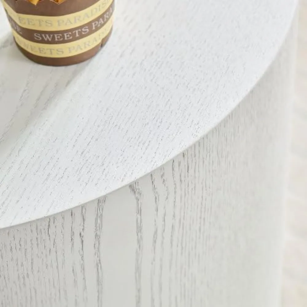 زوج من طاولات القهوة المستديرة: متداخلة خشبية وطاولات جانبية ذات أسطوانة دائرية صغيرة للاستخدام في غرفة المعيشة والمكتب #4