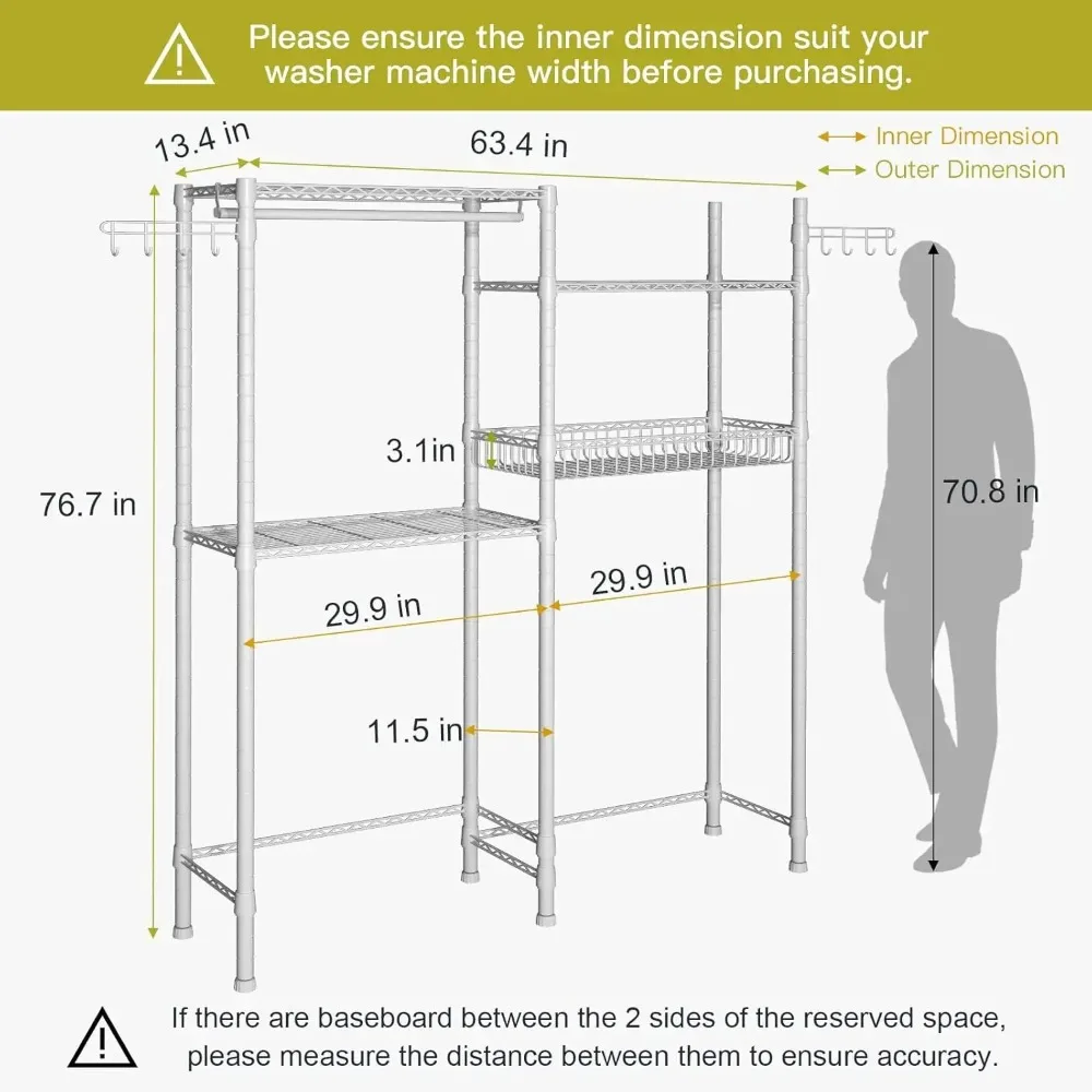 Clothes Drying Rack, Over Washer and Dryer Laundry Room Storage Shelf