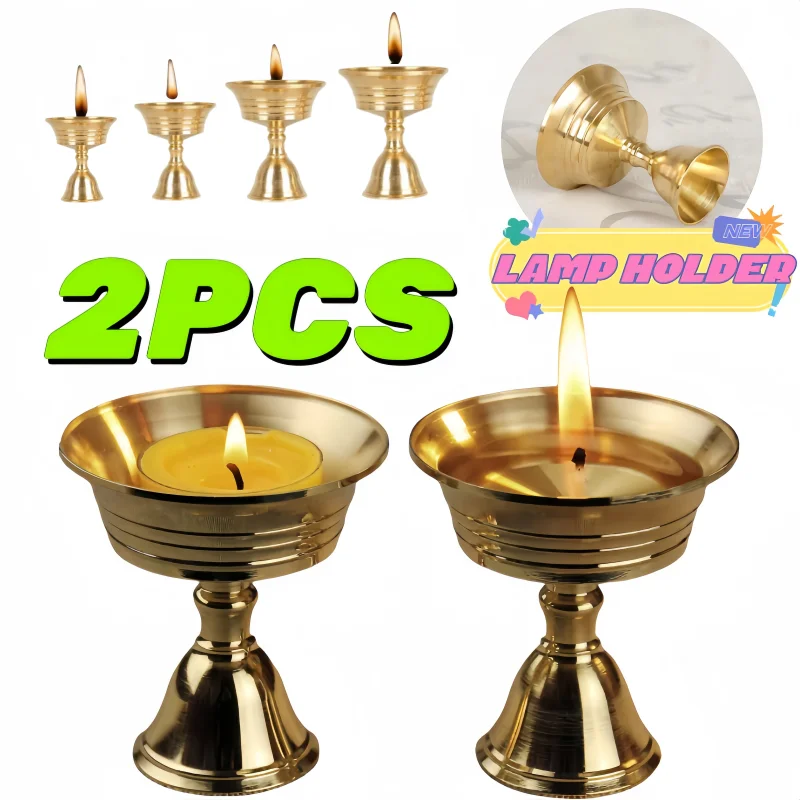 2/1 قطعة أصحاب الشموع النحاسية حامل مصباح الزبدة مصباح طويل الشمعدان وضع شمعة كوب نحاسي رائعة خمر ديكور المنزل الطرف