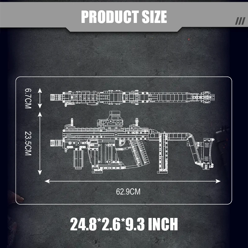 2024 MOC seria wojskowa KRISS model pistoletu wektorowego klocki może strzelać Bullet broń cegły zabawki dla dorosłych prezenty dla dzieci