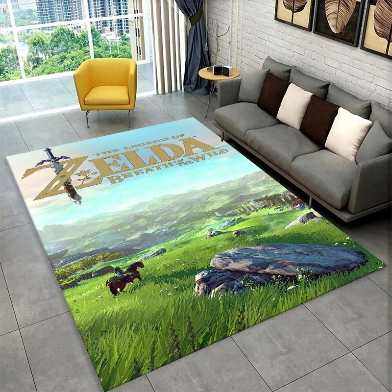 Classic Game Z-Zelda Cartoon Link Carpet Rug for Playroom Bedroom Living Room Sofa Home Decor,kid Area Rug Non-slip Floor Mat