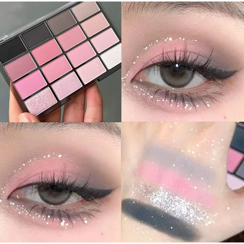 16-Farben-Glitzer-Augen-Erde-Matte, pigmentierte Schattenpalette, niedrige Sättigung, langlebig, wasserdicht, für Augenkosmetik