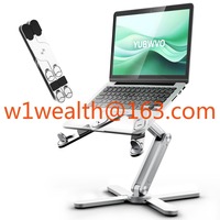 Portable Laptop Stand Metal Desk Adjustable Height (2.1 Inch-8 Inch) Foldable/Heat-Vent 360 Rotating Swivel Laptop Stand