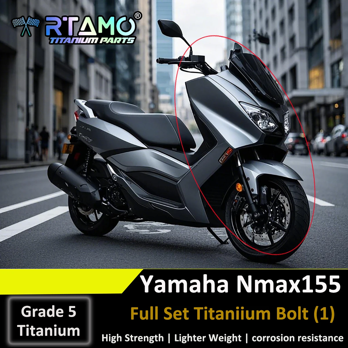 RTAMO Titanium Bolts Visor Bolt Brake Fluid Handbar Cover Front Caliper Bolt ABS Line Holder for Yamaha Nmax155