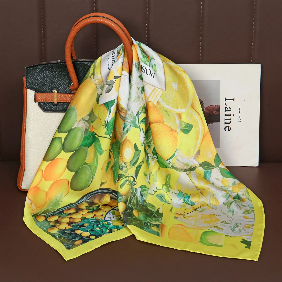 Fashion Print Silk Hairbands Summer Lemon Scarf Women 2026 New Elagant Bandana Neck Kerchief Head Bands Foulard Female Scarfs image 4
