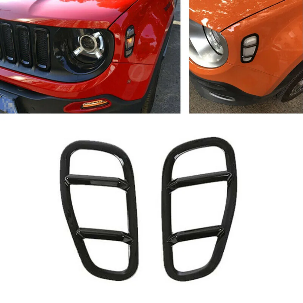 2pcs Side Lamp Covers for Jeep For RENEGADE 2015 2019 ABS Plastic Material Custom Fit Exterior Car Accessories