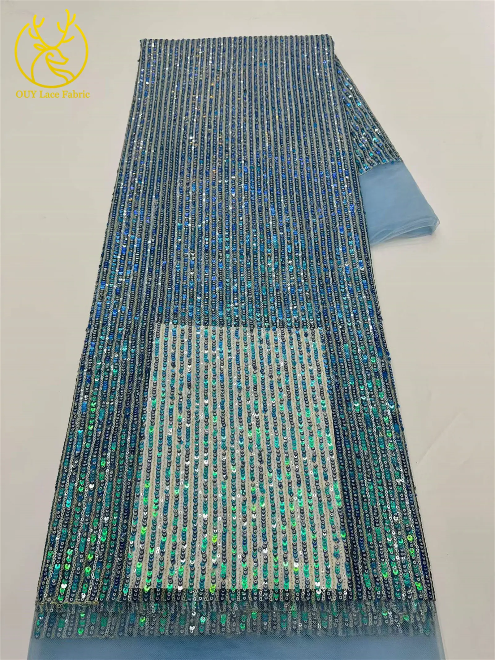 5 Yards afrikanischer Pailletten-Tüll-Spitzenstoff 2026 Hochwertiger französischer Netz-Spitzenstoff für elegante Abendkleider für nigerianische Frauen – Detail 16