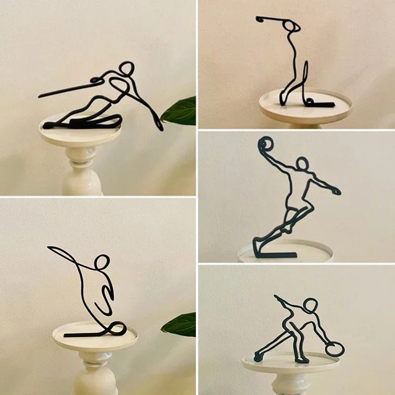 

Athlete Sculpture Line Statue Tabletop Art Ornament Minimalist Desktop Decorations Sports Sculpture Office Bookshelf Ornament