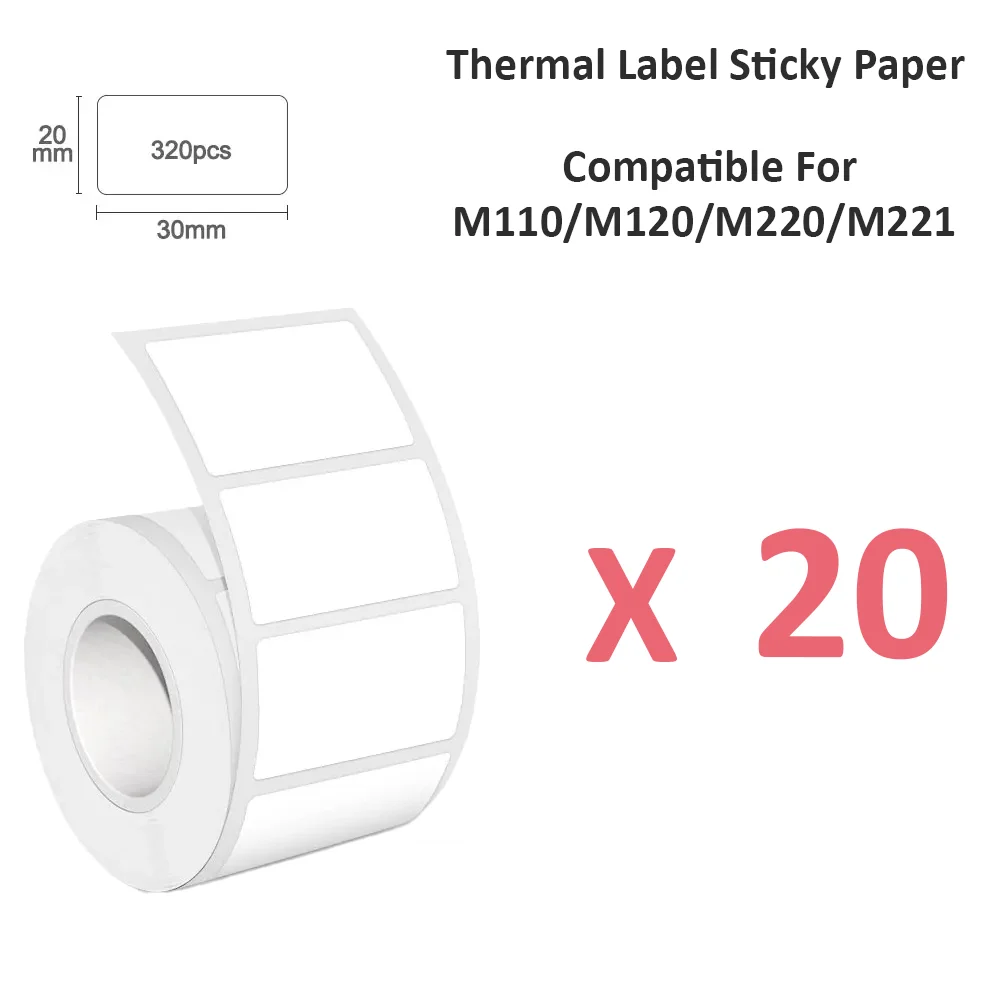 

30x20mm Water-Resistant Thermal Stickers - High Gloss Adhesive Labels for Packaging/Office/Retail Use
