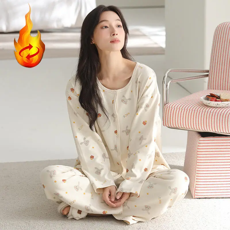 

Женская одежда, пижамы, зимние утепленные, сохраняющие тепло в домашних условиях, для сна, отдыха на природе, удобные вентилируемые брючные костюмы с длинными рукавами