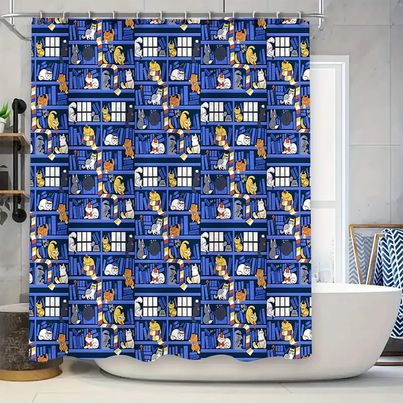 

Cat Shower Curtain Cute Kitten Patterned Bathroom Decor Waterproof Fabric Liner Set