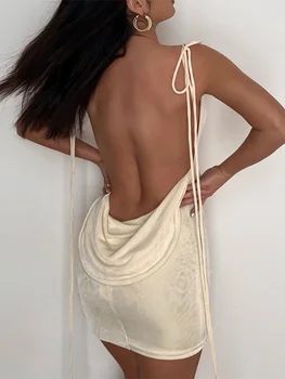 שמלת ולווט צמודה עם גב עמוק פתוח וגב חשוף לנשים, כתפיים דקות ארוכות, שמלה מיני צמודה אלגנטית למועדון ולמסיבות