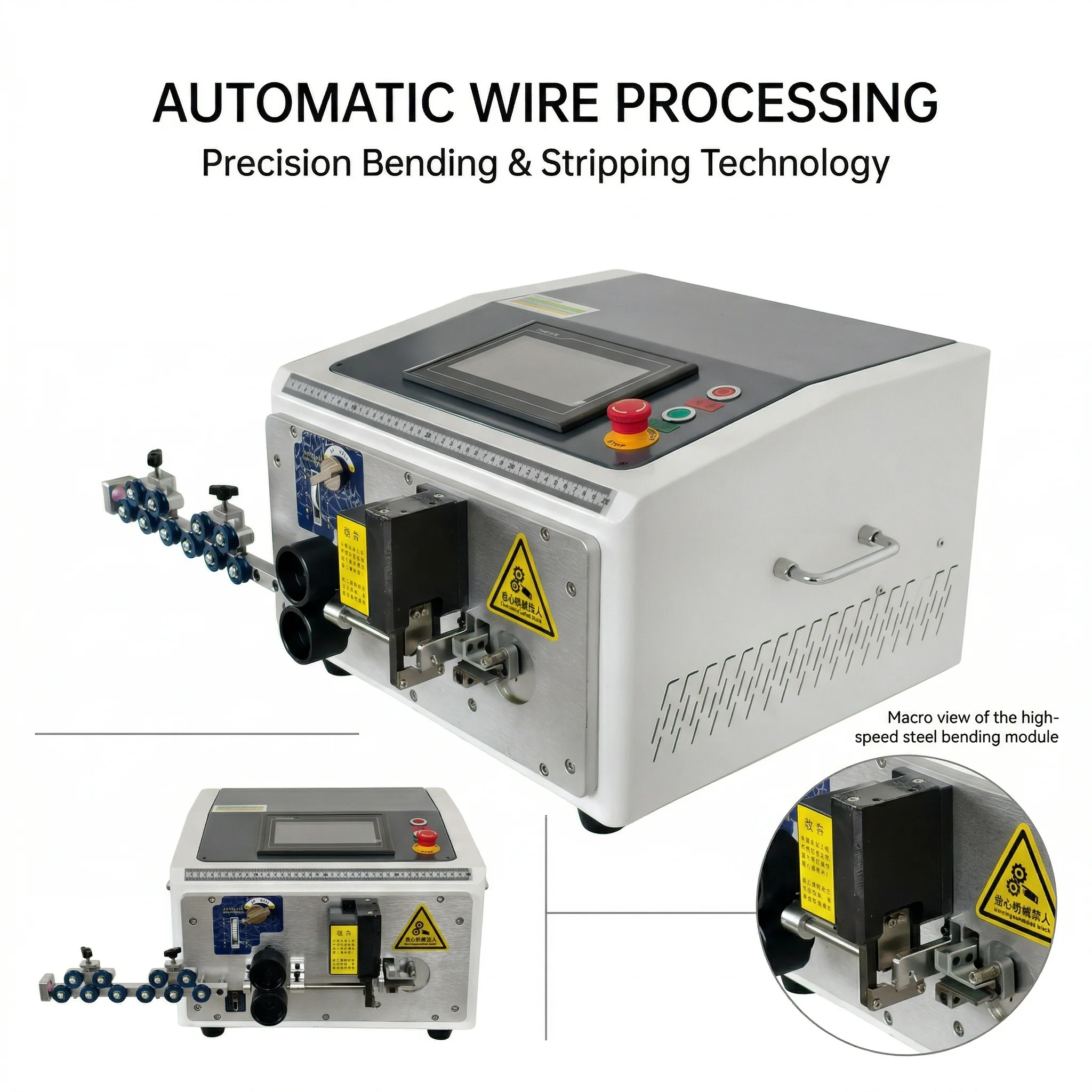 3Q SQ-WZ6 PLC Control Automatic 0.5-6mm2 Wire Cutting Stripping Bending Machine 7-inch LCD Touch Screen Max 150 Degree Cable