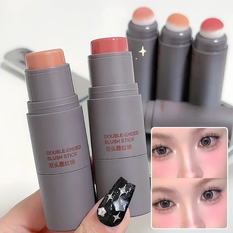 Double-End Blush Stick Spons Gezicht Blush Waterdichte Verhelderende Gezicht Contouren Schaduw Blusher Tint Wang Koreaanse Cosmetica