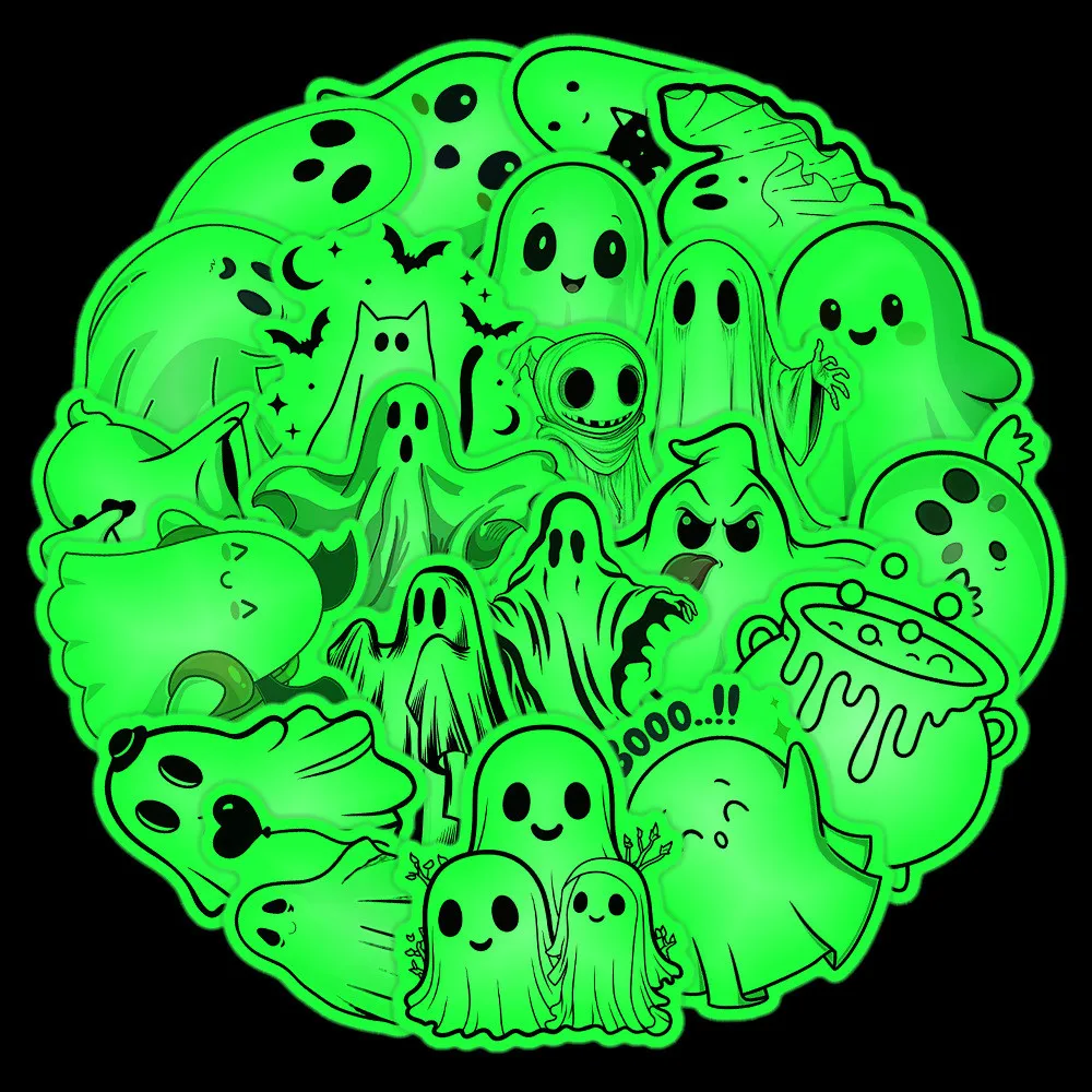 25Pcs Halloween Ghost Vibe Doodle Stickers, Spooky Aesthetic Decals for Laptop & Stationery DIY Decor RecordingYourLife Store