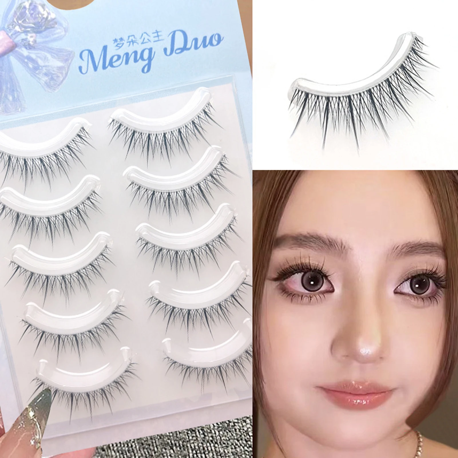 Ciglia Manga nere Cosplay strisce complete Ciglia finte a grappolo soffici Ciglia naturali sottili per donne Ragazze Forniture cosmetiche