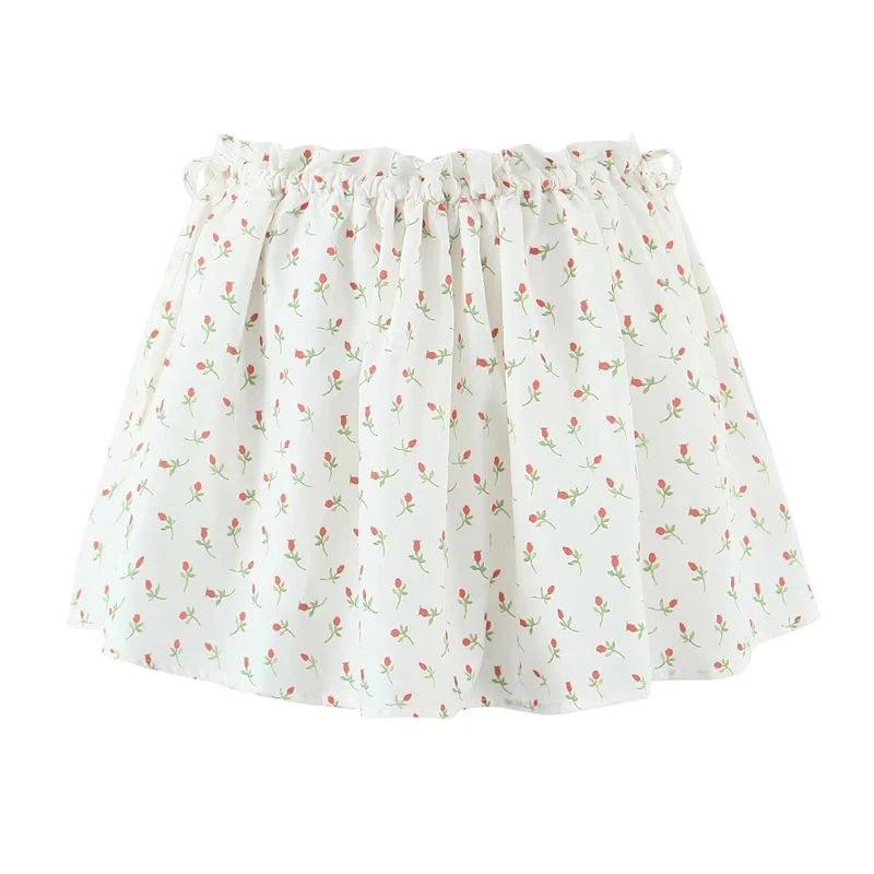 Sexy Low Waist Floral Print A-line Mini Skirt For Girls New 2026 Holiday Summer Y2K Skirts