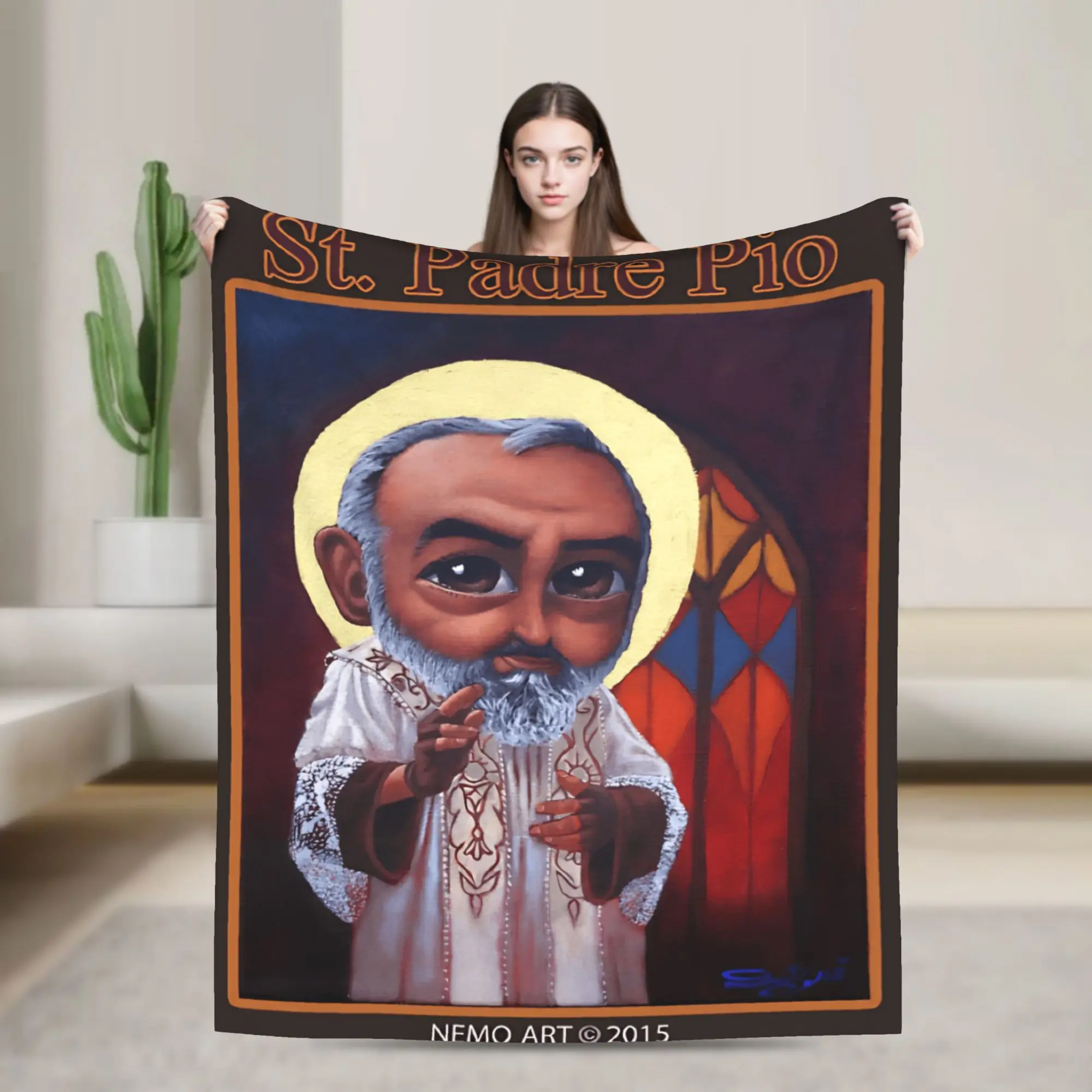 Padre Pio Of Pietrelcina Flannel Blanket Winter Stay With Me Warm Soft Throw Blanket for Adult Home Bedspread Sofa Bed Cover