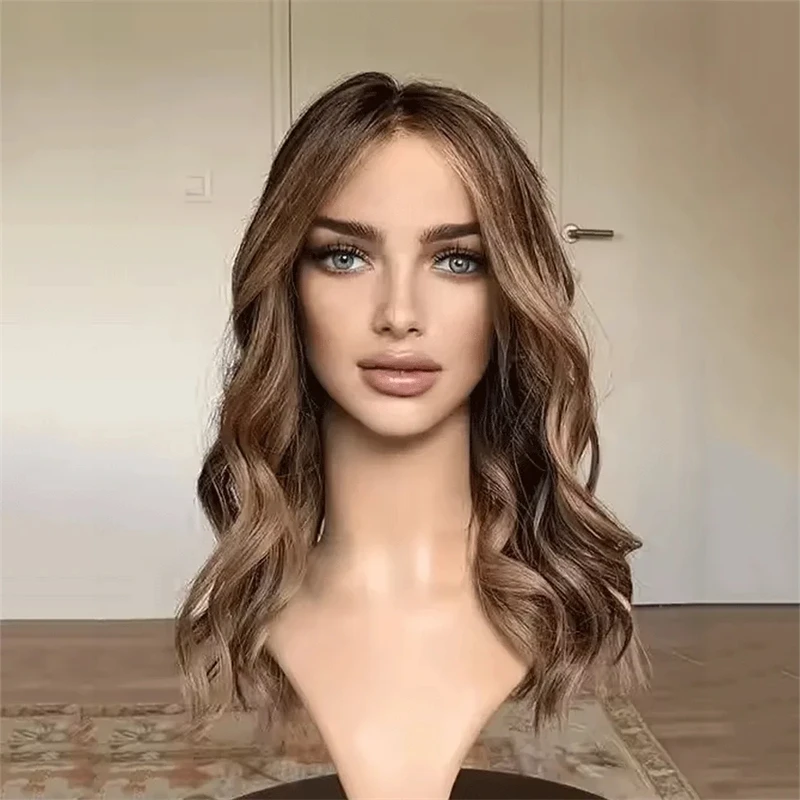 

Женские парики Ombre Blonde Brown Body Wave Lace Front Synthetic Wig HD Invisible Lace Front Wig For Women Balayage Highlights 26''
