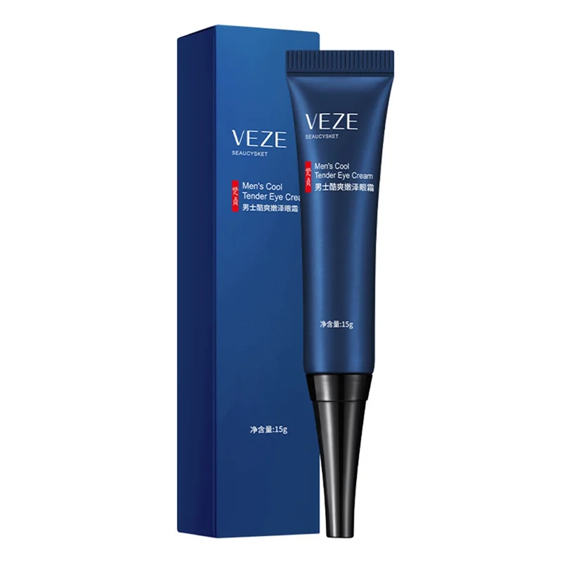 VEZE 15G Eye Gel for Men Cool Tender Sodium Hyaluronate Eye Cream Fine Lines Improve Dark Circles Remove Puffiness for Men