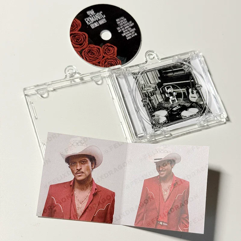 R&B Bruno Mars MINI CD NFC Music Keychain Play songs The Romantic Album On My Soul Keyring Cosplay Pendant Necklace Accessories view 3