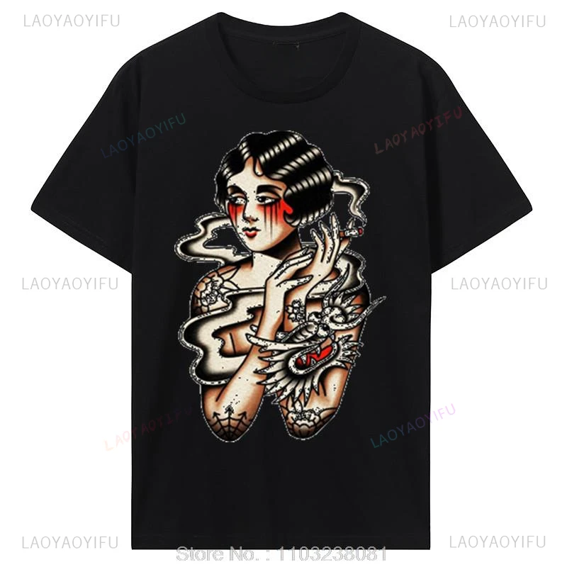 Pin Up Girl Hot Rod Rockabilly Tattoo Men T Shirt Musik Garage Oldschool V8 USA V6 Printing Tshirt Fashion Summer Cotton Tops