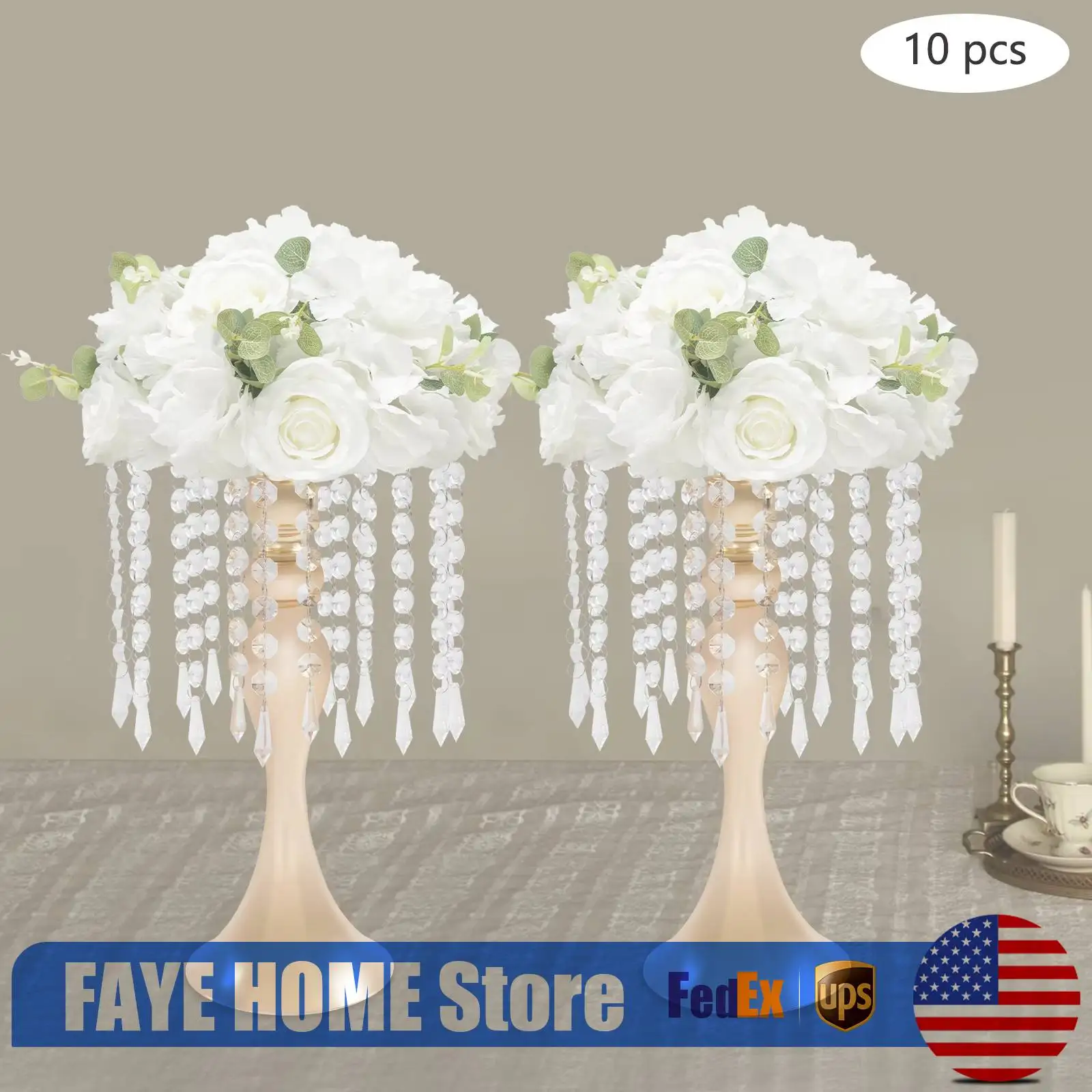 

Хрустальная подставка для цветов, хрустальная подставка для свадебных цветов, 10-х шт. Золотой металлический держатель для цветов