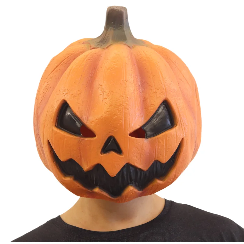 

Horror Pumpkin Lantern Mask Halloween Cosplay Party Pumpkin Head Latex Mask Creepy Jack-O'-Lantern Demon Costume for adults