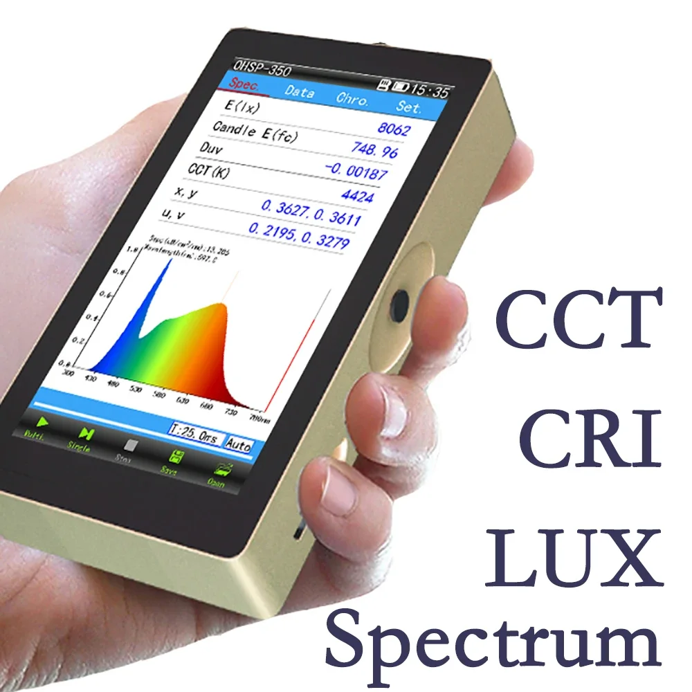 OHSP‑350 Handheld Spectral Illuminance Meter CCT Testing Device Support Spectrum Curve Display for Light Source Measurement