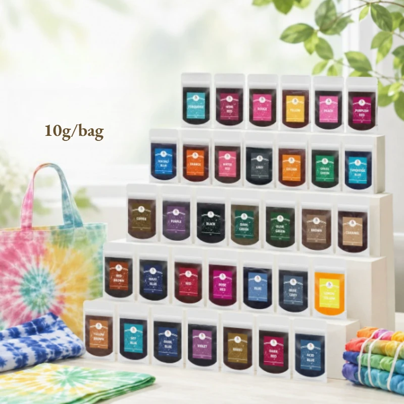 24/34 Colors 10g Fabric DIY Tie Dye Powder Color Change Free Cooking Color Dye for Fabric Bag Clothes Suit Dye Fabric Decorating