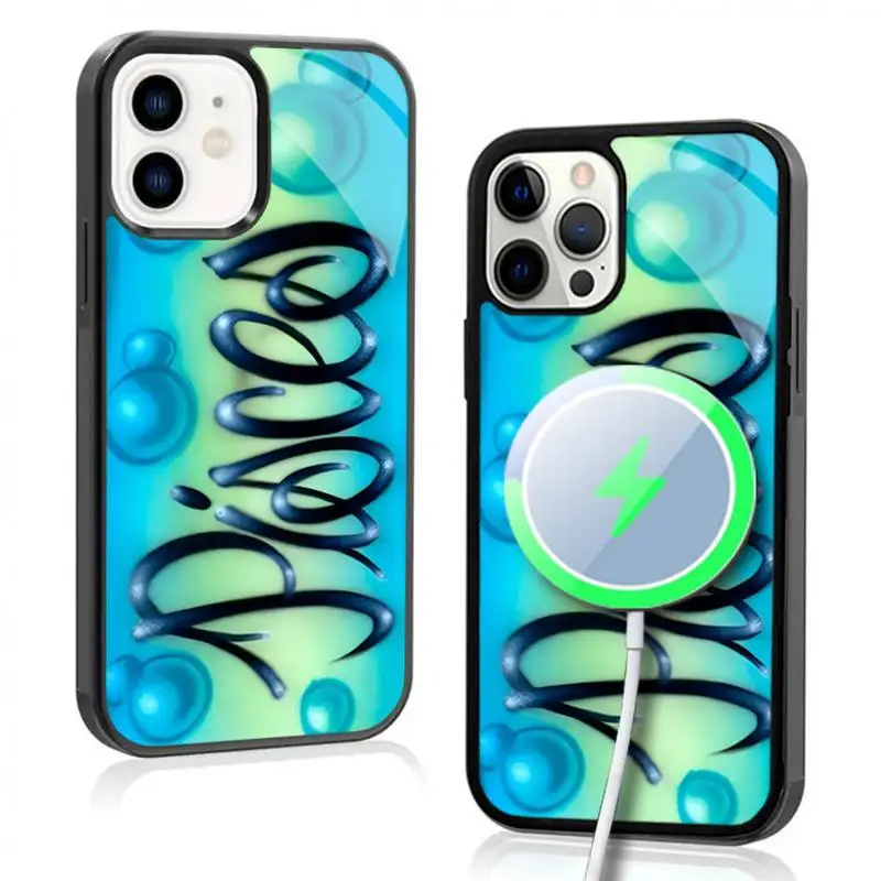 Pisces Phone Case For IPhone 11 12 13 14 15 Plus Pro Max Mirror Acrylic Cover For Magsafe Wireless Charging