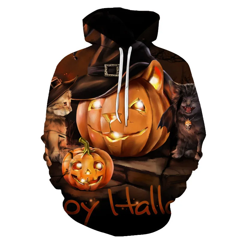 Pull à capuche à impression numérique 3D pour hommes et femmes, crâne de démon terreur d'Halloween, automne, hiver, nouveau, 2023