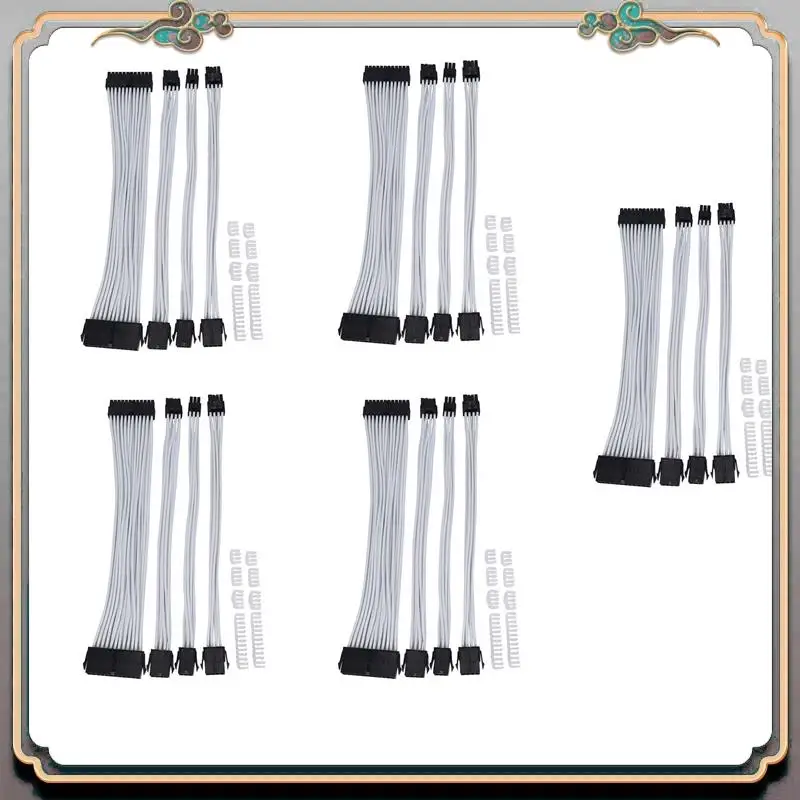 

Durable 5X Basic Extension Cable Kit, 5Pcs Atx 24Pin/Eps 4+4Pin/Pci-E 8Pin/Pci-E 6Pin Power Extension Cable