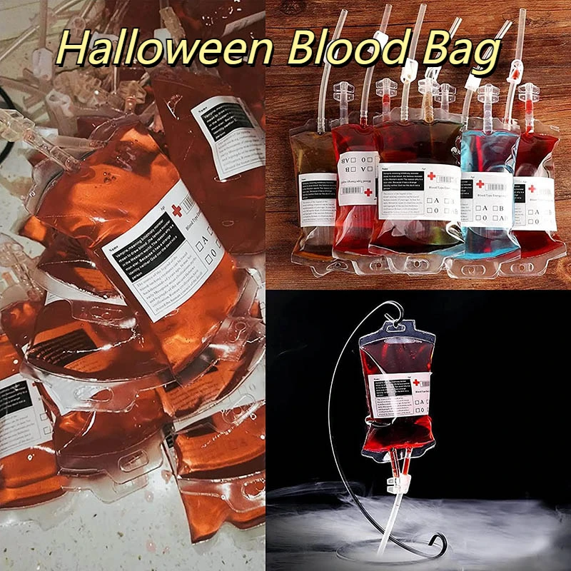 Halloween Cosplay Blood Bag Pvc Drink Container Bag Vampire Blood Props Theme Party Props Horror Halloween Party Accessories