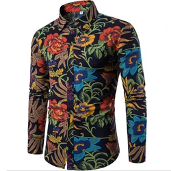 Nieuwe Herfst Shirts Voor Mannen 3d Barok Lange Mouw Luxe Sociale Shirt Revers Oversized Tops T-Shirts Homme Herfst Kleding 2024