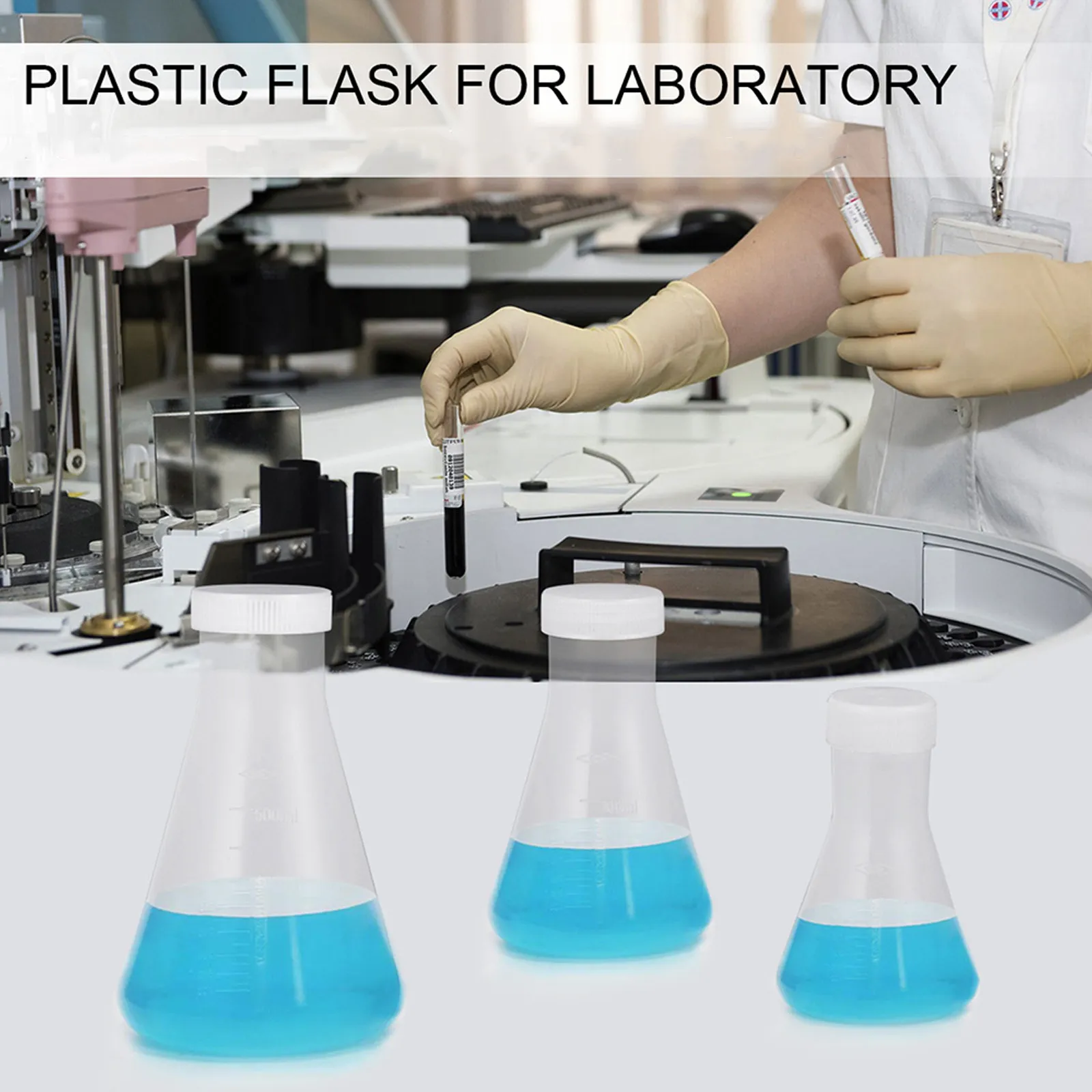 6Pcs Plastic Science Flask Thickened Conical Flat Bottom Flask for School Lab Student Chemistry Experiment Supplies