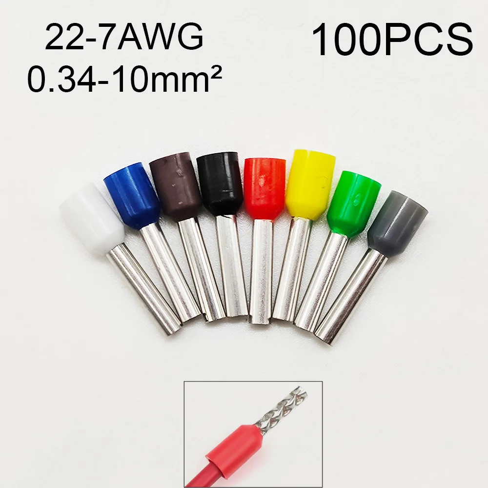 100 sztuk akcesoria samochodowe Terminal Eletrico Wire Conector złącza zaciskane złącze stykowe końcówka kabla Crimps Insulated Ferrule