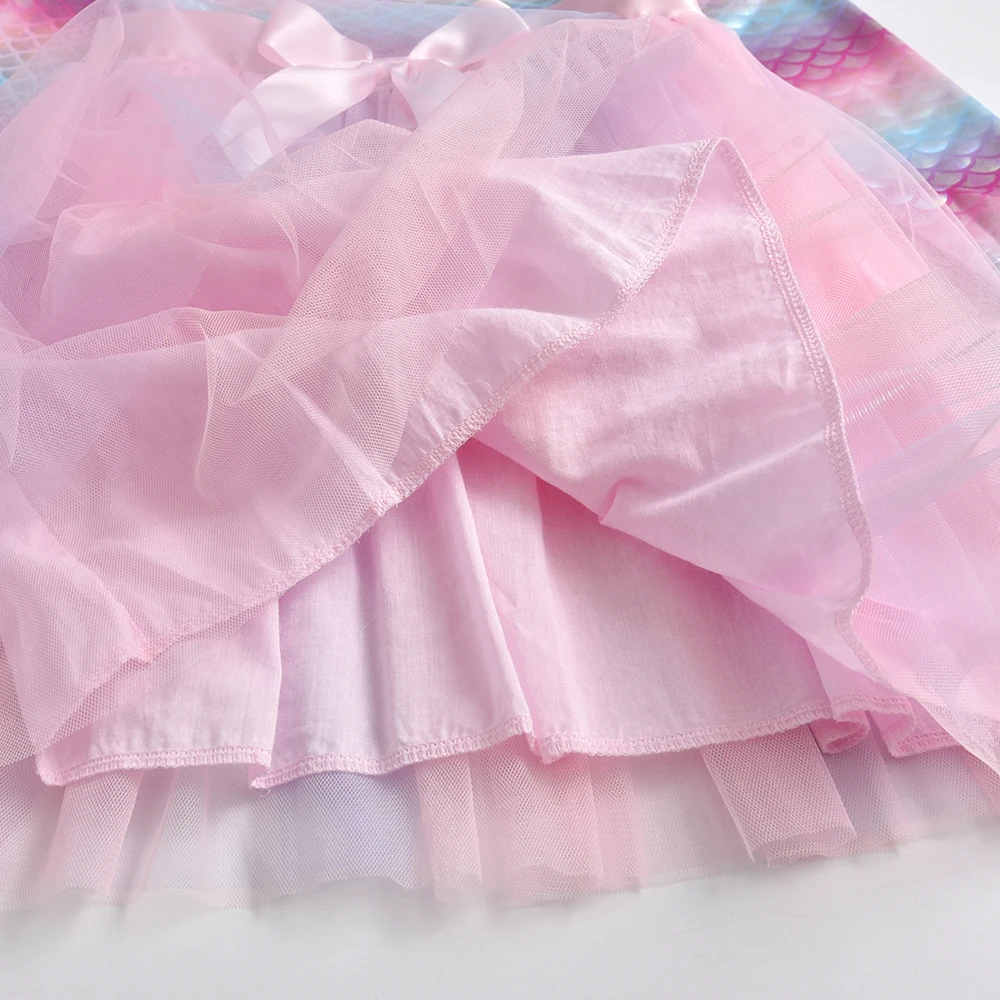 VIKITA Kids Girls Princess Dress Bow Tutu Dress for Girls Toddlers Birthday Party Vestido Infantil Children Cotton Clothes