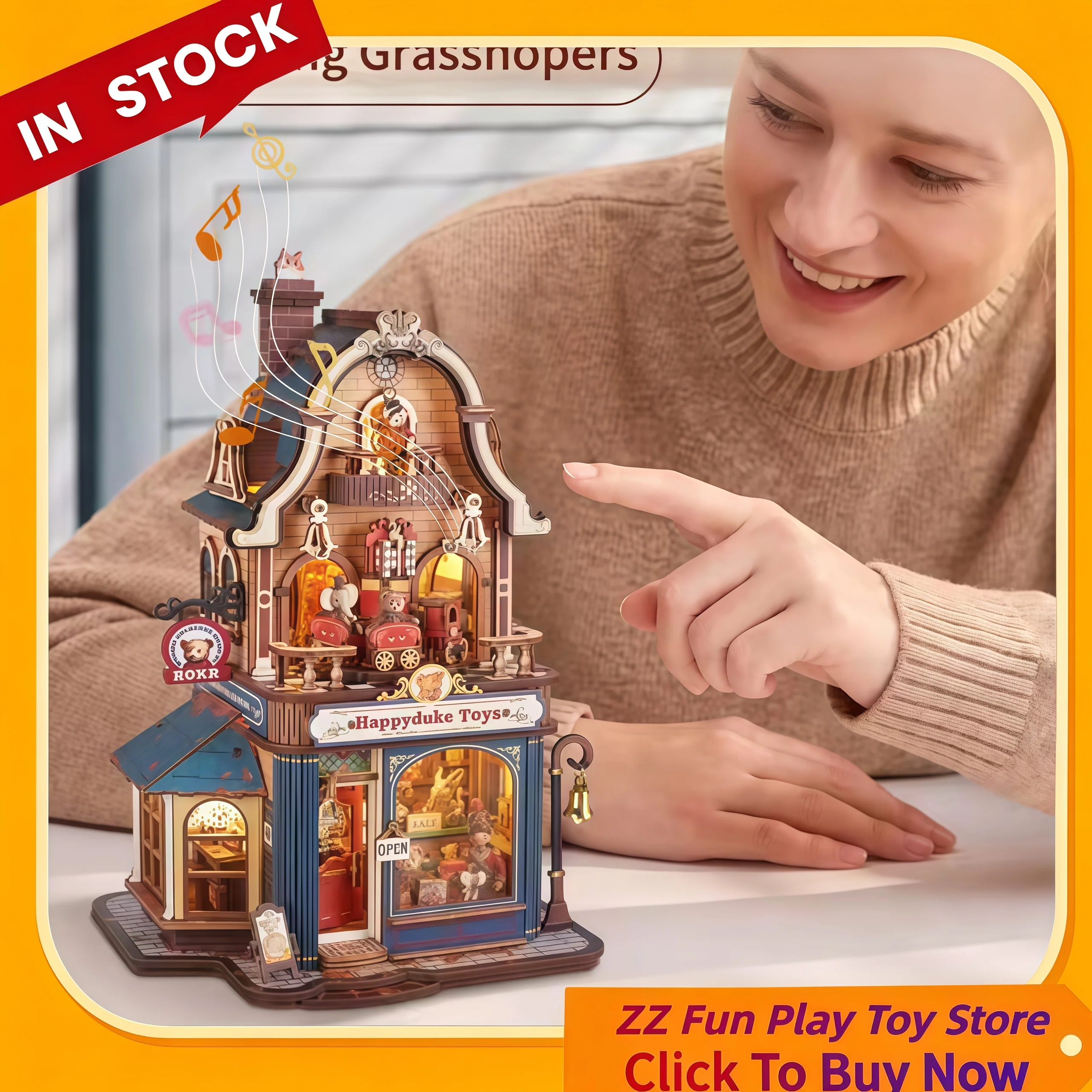 Model Kit Japan Shop - Kit de Quebra-Cabeça 3D de Madeira,