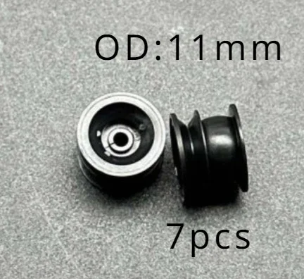 7pcs 11mm Double-layer motor wheel Flat press belt pulley deck audio pressure recorder cassette pinch roller tape Card Stereo