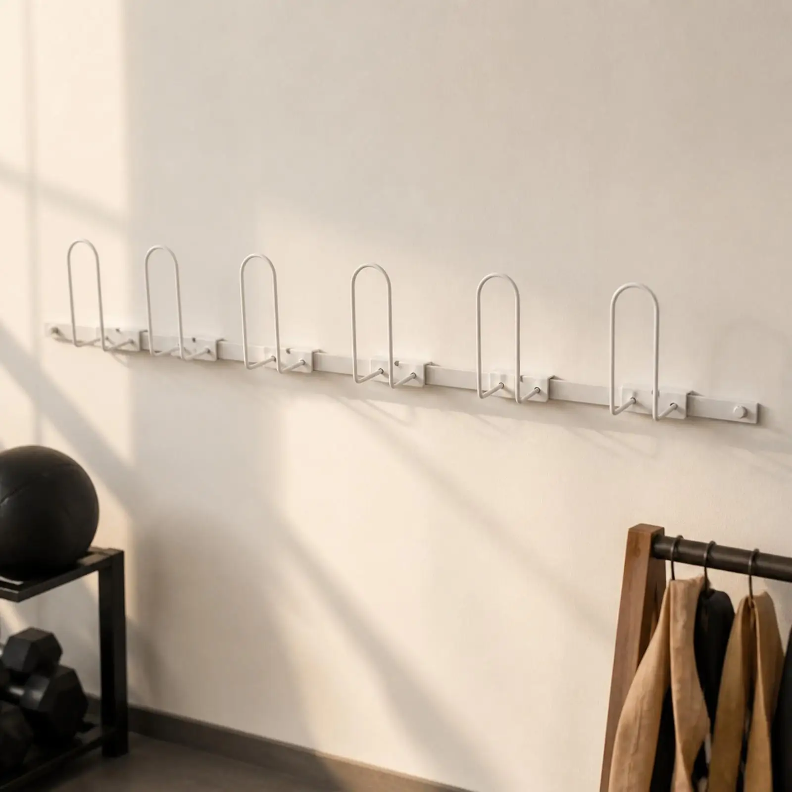 Wall Rack Organizer for Boxing Gloves Metal Holder with Movable Hanging Hooks for Home Gym Equipment Storage and Display Rack